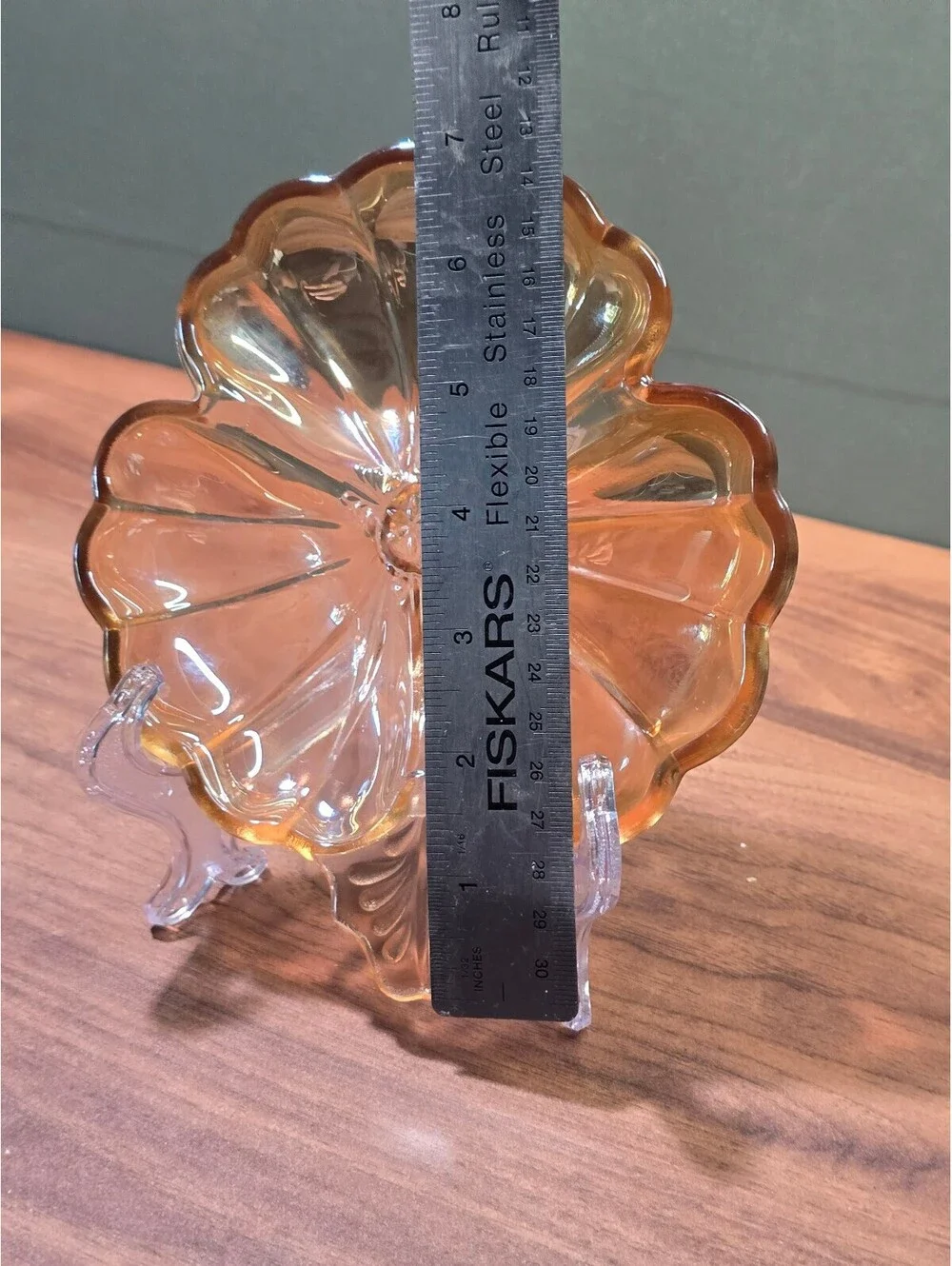 Vintage Amber Glass Flower Shaped Plate